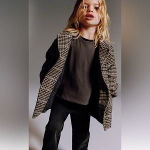 ZARA PLAID FELT TEXTURE COAT